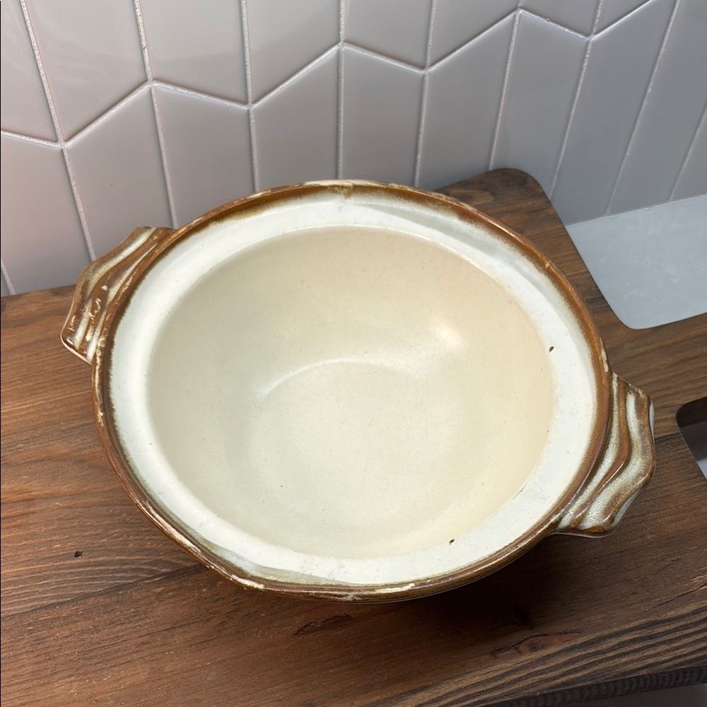 Vintage Ceramic Serving Bowl with Handles